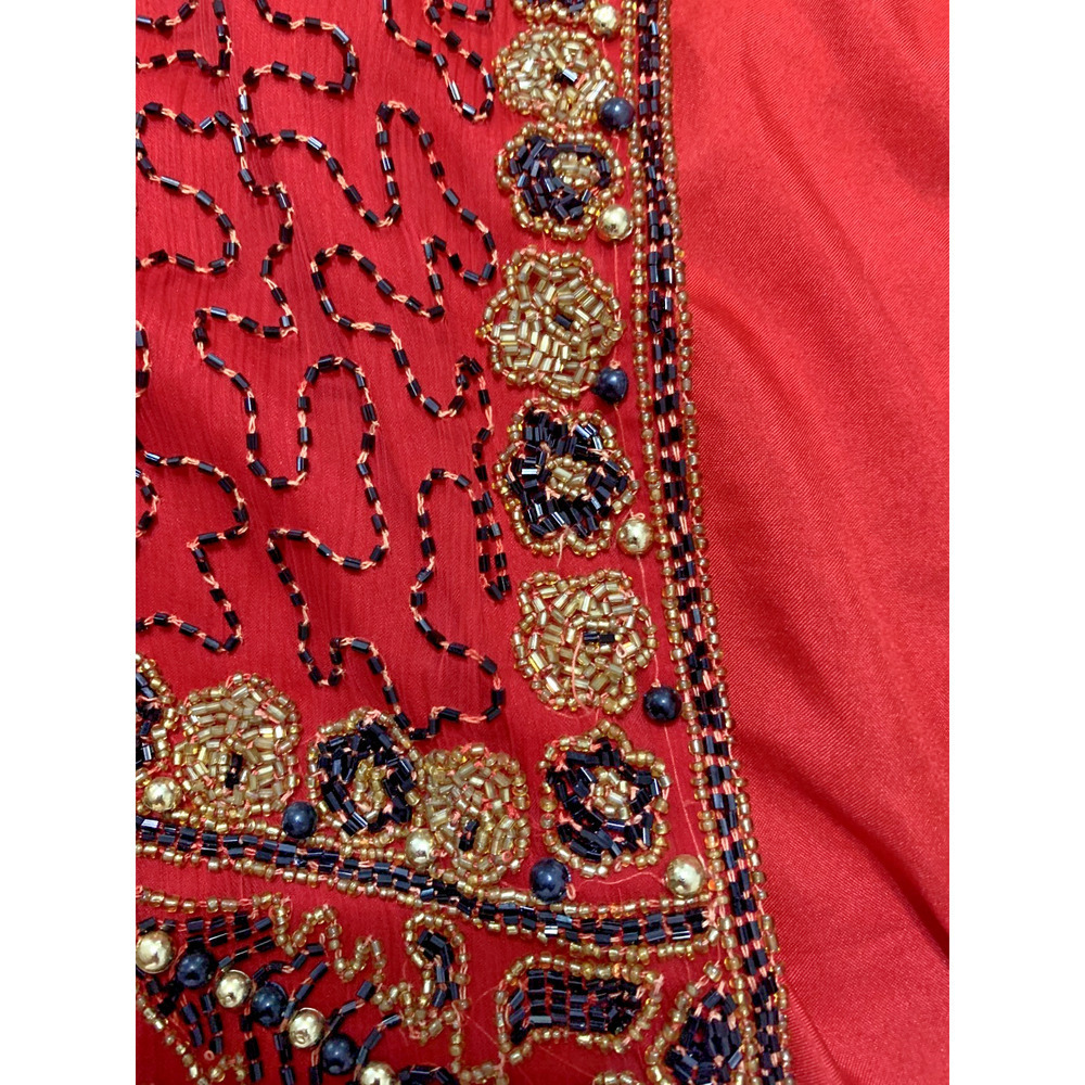 Vintage Lawrence Kazaar Silk Sequined Jacket Red 4X Holiday Party Mardi Gras - Picture 10 of 10